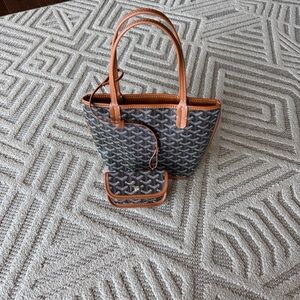 Elegant Patterned mini Tote Bag with Tan Accents